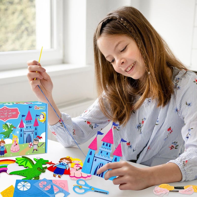 Garma Fairytale Sewing Kit for Kids - 12 in 1 DIY Kids Sewing Crafts Kit for Beginners - Mini Sewing Kits for Kid 5-8 8-12 - Easy Sew Your Own Felt Fairy Tale Craft Set for Boys & Girls Birthday - Image 5